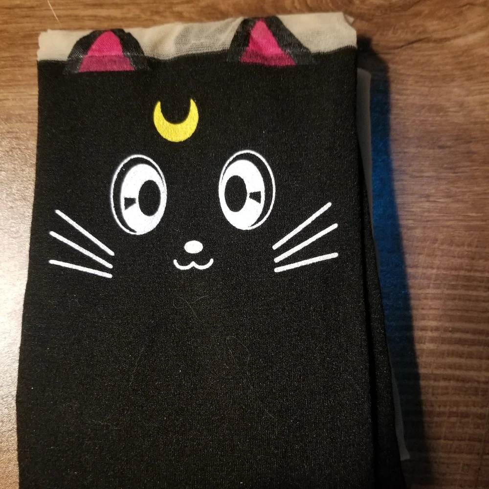 Sailor Moon Luna Black Cat Patterned Tights Size XL